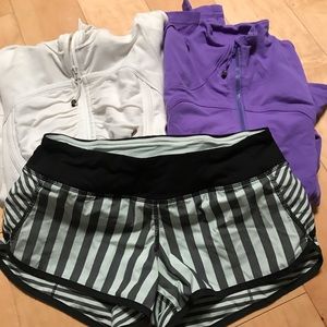 Lululemon  3pc bundle hoodie & shorts  size 4